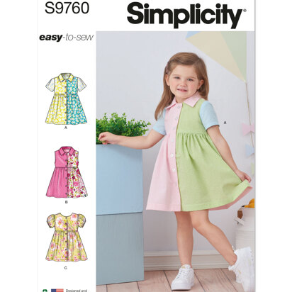 Simplicity Toddlers' Dress with Sleeve Variations S9760 - Sewing Pattern
