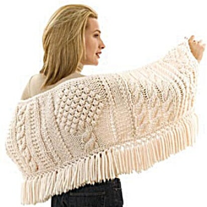 Knit Bobbled Tree Wrap in Lion Brand Wool-Ease Thick & Quick - 50000