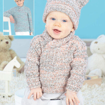 Sweater and T-Bag Hat in Sirdar Peekaboo DK - 4487 - Downloadable PDF