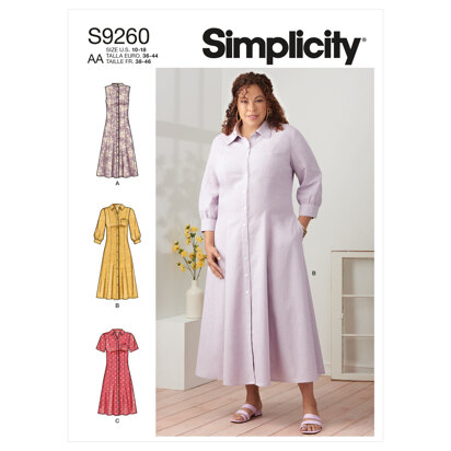 Simplicity Misses' & Women's Button Front Dresses S9260 - Sewing Pattern