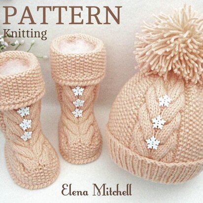 Baby Hat Baby Shoes Knitting PATTERN by Elena Mitchell