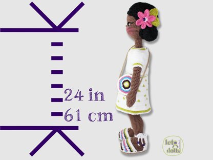 24 inch crochet doll pattern PDF, XL amigurumi doll, Rita