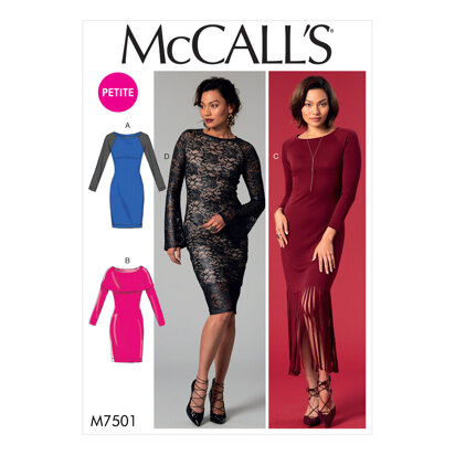 McCall's Misses'/Miss Petite Raglan Sleeve Dresses M7501 - Sewing Pattern