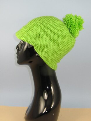 Peak Garter Stitch Bobble Cap