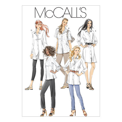 McCall's Misses'/Miss Petite/Women's/Women's Petite Shirts In 3 Lengths M6124 - Sewing Pattern