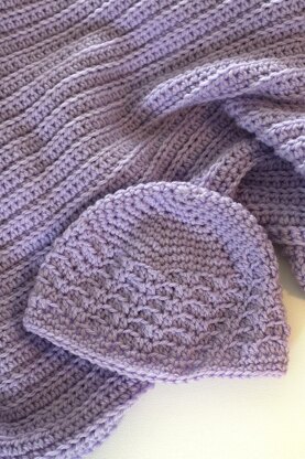 Ribbed Baby Blanket and Hat