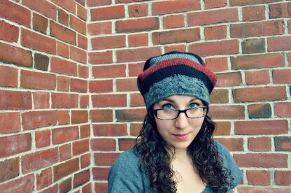 Owl Rib Slouchy Striped Beanie