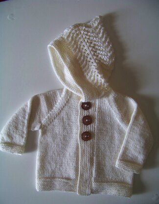 Feather and Fan Hooded Baby Cardigan
