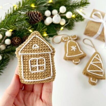 Crochet Christmas gingerbread ornaments pattern Amigurumi holiday decor