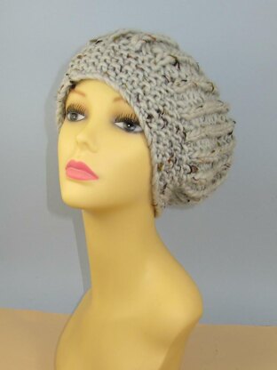 Super Chunky Moss Stitch Cuff Fishermans Rib Slouch Hat