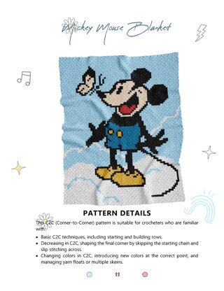 Crochet eBook "Mouse Romance" - set of 2 kids blankets C2C corner to corner pattern - Mickey & Minnie Mouses in love