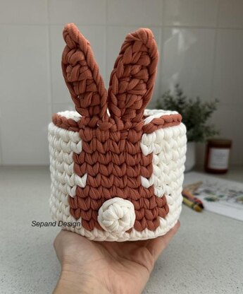 Recycled (t-shirt) yarn basket container-109