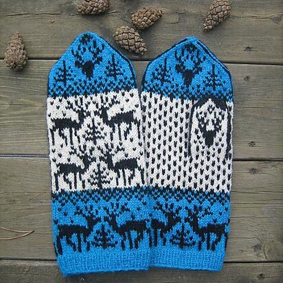 Reindeers Mittens - knitting pattern