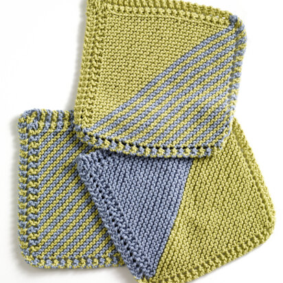 Garter Square Washcloths in Lion Brand Cotton-Ease - 81065AD