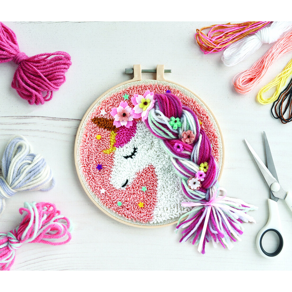 Handmade Punch Needle Embroidery Kit for Kids, Unicorn Poke Kit for Girls,  Fashionable and Funny, Unique Activity for Beginner