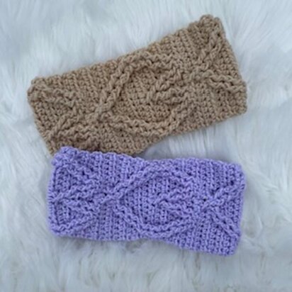 Cabled Heart Ponytail Ear Warmers