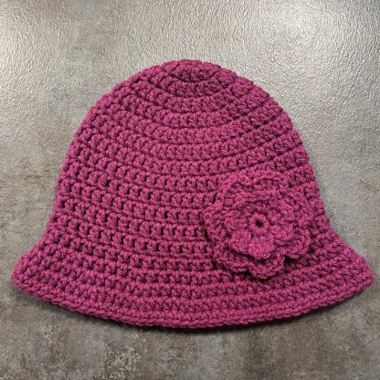 Cloche Hat with Double-Layered Flower