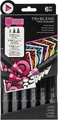 Crafter's Companion Spectrum Noir Triblend Markers 6/Pkg - Vibrant Blends