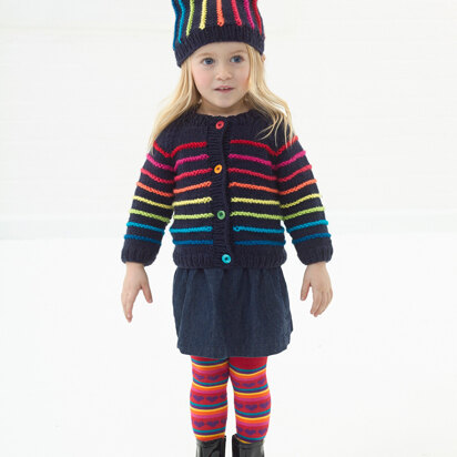 Colorful Cardigan And Hat in Lion Brand Vanna's Choice