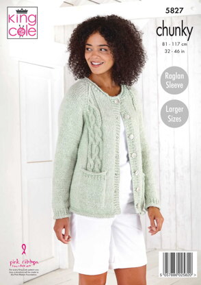 Sweater and Cardigan Knitted in King Cole Timeless Chunky - 5827 - Downloadable PDF