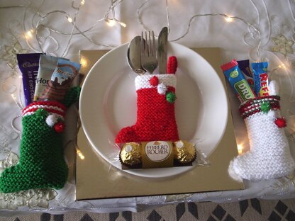 Pompom Christmas stocking cutlery holder chocolates & treats cover