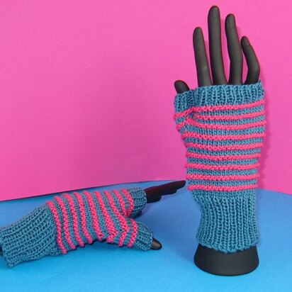 Stripe Pattern Fingerless Gloves