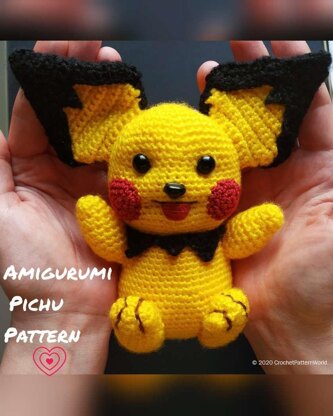 Pichu crochet pattern, Amigurumi Pichu pattern, Amigurumi toys pattern