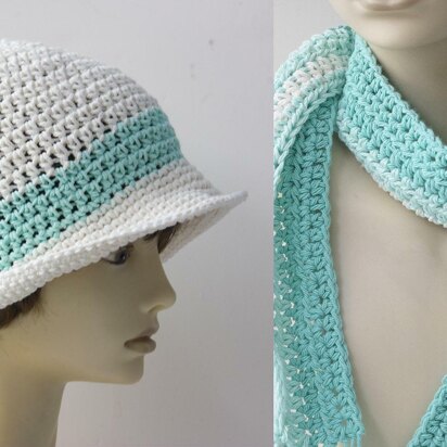 Cotton Sun Hat and Scarf