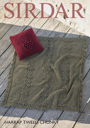 Cushion Cover and Throw in Sirdar Harrap Tweed Chunky - 7846- Downloadable PDF