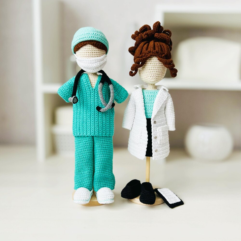 Doll clothes crochet doll clothes Amigurumi doll outfit amigurumi doll crochet doll with clothes doctor outfit