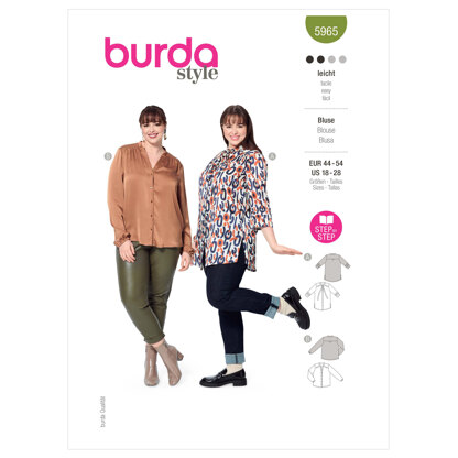 Burda Style Misses' Blouse with Shoulder Yoke and Stand Collar B5965 - Sewing Pattern
