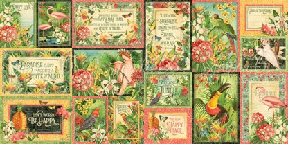 Graphic 45 Lost In Paradise Ephemera Cards - (16) 4"X6" & (16) 3"X4"