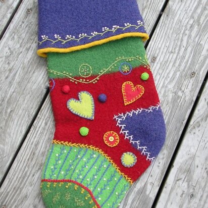 Felted Crazy Quilt Holiday Stocking