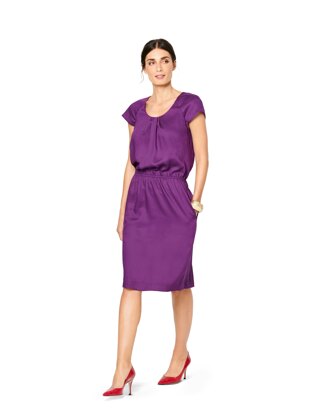 Burda Style Misses' Dress with Pleats at Neckline â€“ Raglan Sleeves B6222 - Paper Pattern, Size 8-18