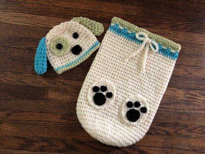 Puppy Cocoon & Hat Set