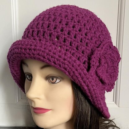 Cloche Hat with Double-Layered Flower