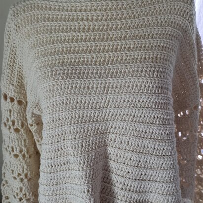 CREAM CROCHET LONG SLEEVE SWEATER - PATTERN