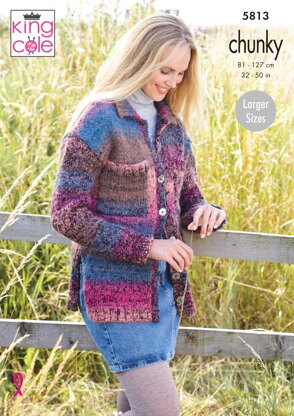 Ladies Cardigans Knitted in King Cole Autumn Chunky - 5813 - Downloadable PDF