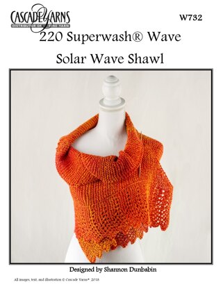 Solar Wave Shawl in Cascade 220 Superwash Wave - W732 - Downloadable PDF