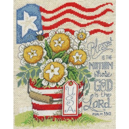 Imaginating Blessed Nation (14 Count) Cross Stitch Kit - 7.6in x 9.6in