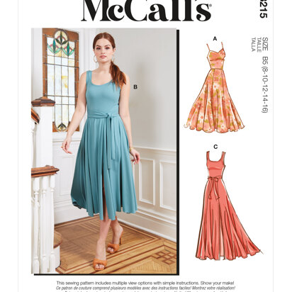  McCall Patterns Banded, Gathered-Waist Dresses Sewing Pattern :  Arts, Crafts & Sewing