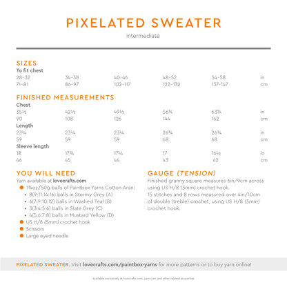 Pixelated Sweater - Free Crochet Pattern for Women in Paintbox Yarns Cotton Aran