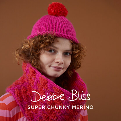 Zig Zag Cowl with Bobble Hat - Knitting Pattern for Women in Debbie Bliss Super Chunky Merino by Debbie Bliss - DB424 - Downloadable PDF