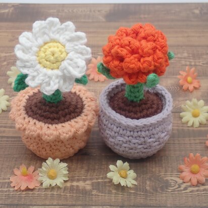 Daisy & Marigold in a Flower Pot