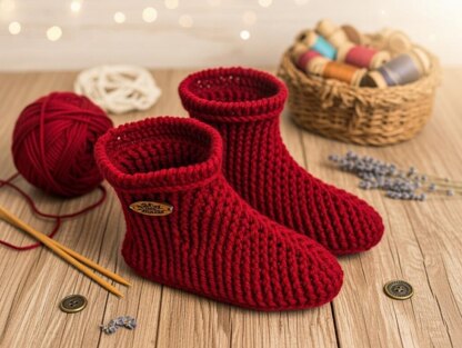 Crochet Slipper Boot Pattern PDF + English Video Tutorial for Women