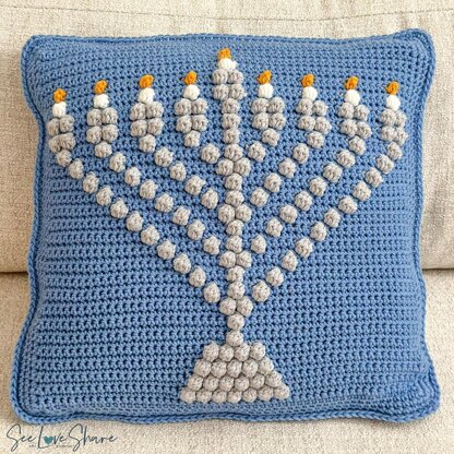 Menorah Bobble Stitch Pillow