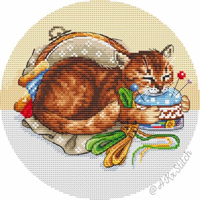 Cat "The Stitcher's Assistant" Cross Stitch PDF Pattern