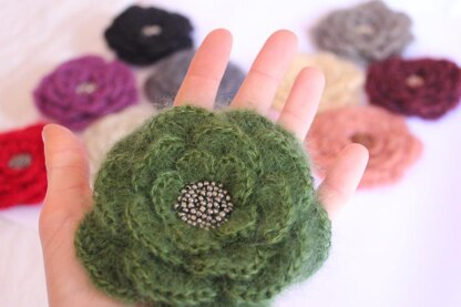 Mohair flower brooch