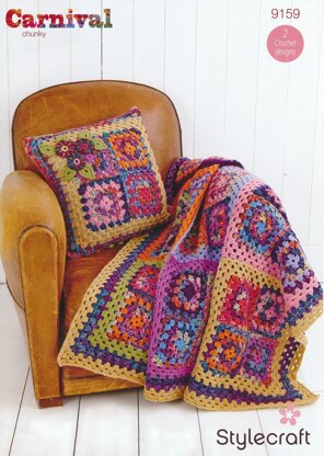 Granny Square Throw and Cushion in Stylecraft Special Aran - 9159