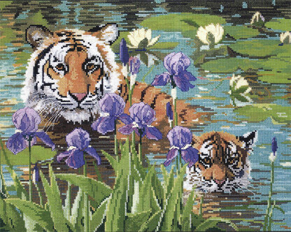 Candamar Mom and Baby Tigers Cross Stitch Kit - 35.5cm x 27cm